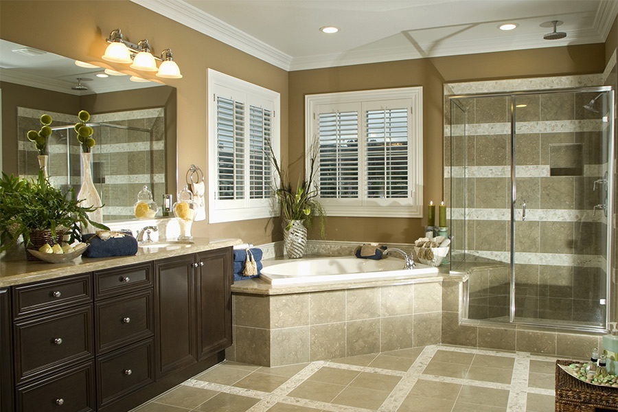 master bathroom interiors remodeled with new tile floors installed san diego ca