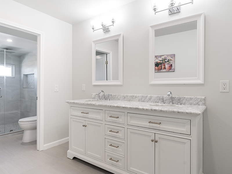 newly installed cabinet on a remodeled bathroom san diego ca