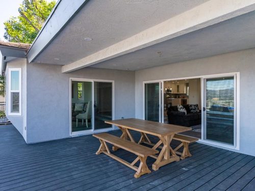 wooden table on a remodeled terrace san diego ca